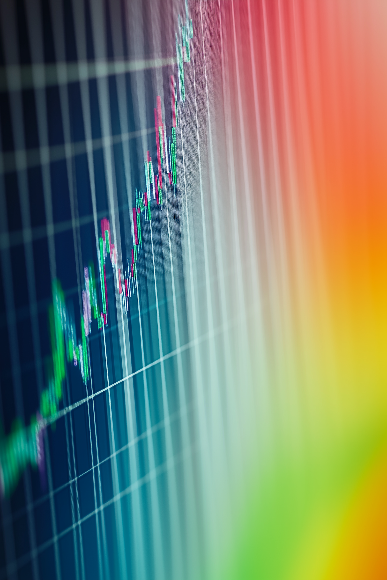 Colorful financial chart lines on a screen
