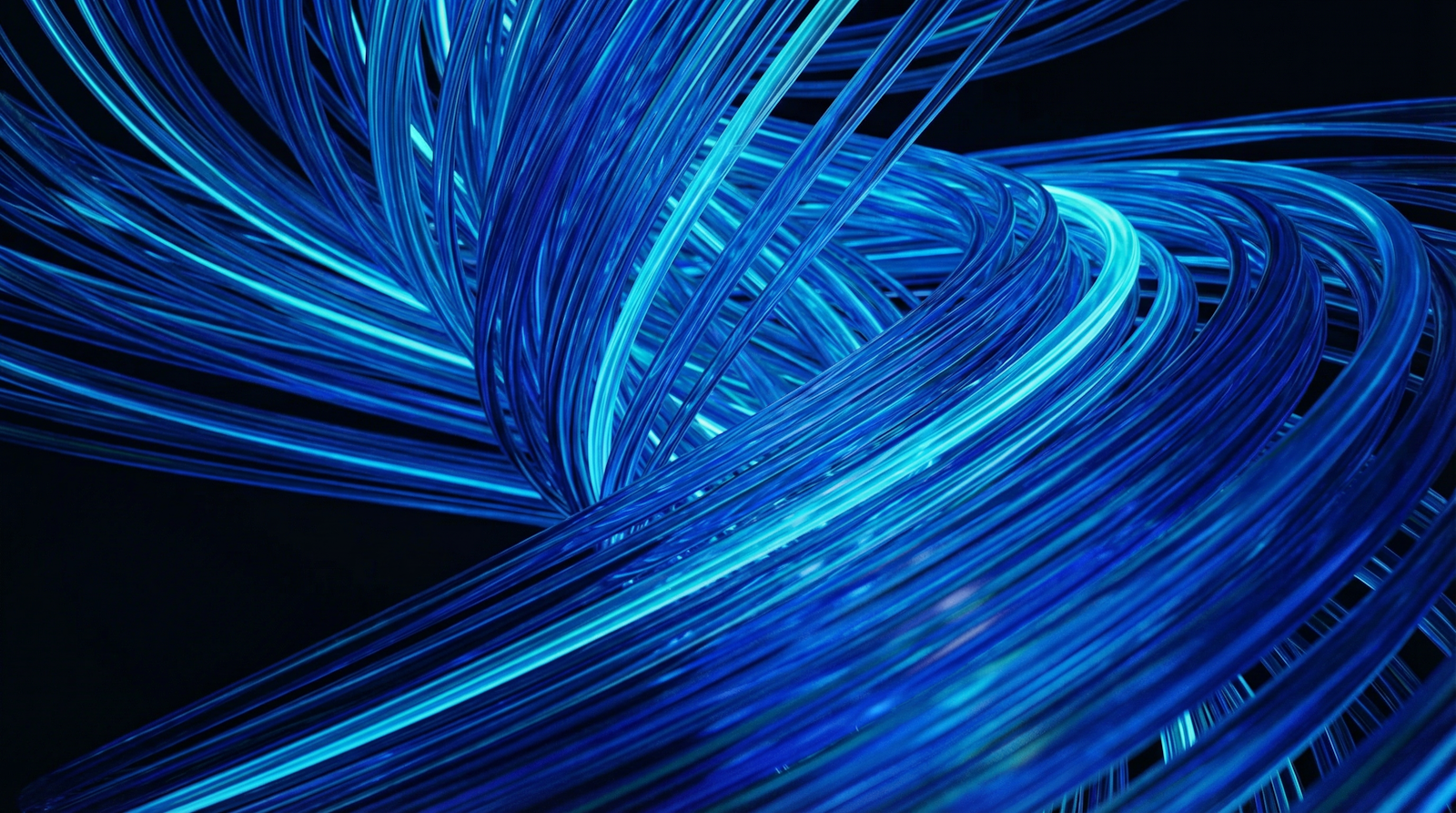 Blue light flowing through fiber optic strands