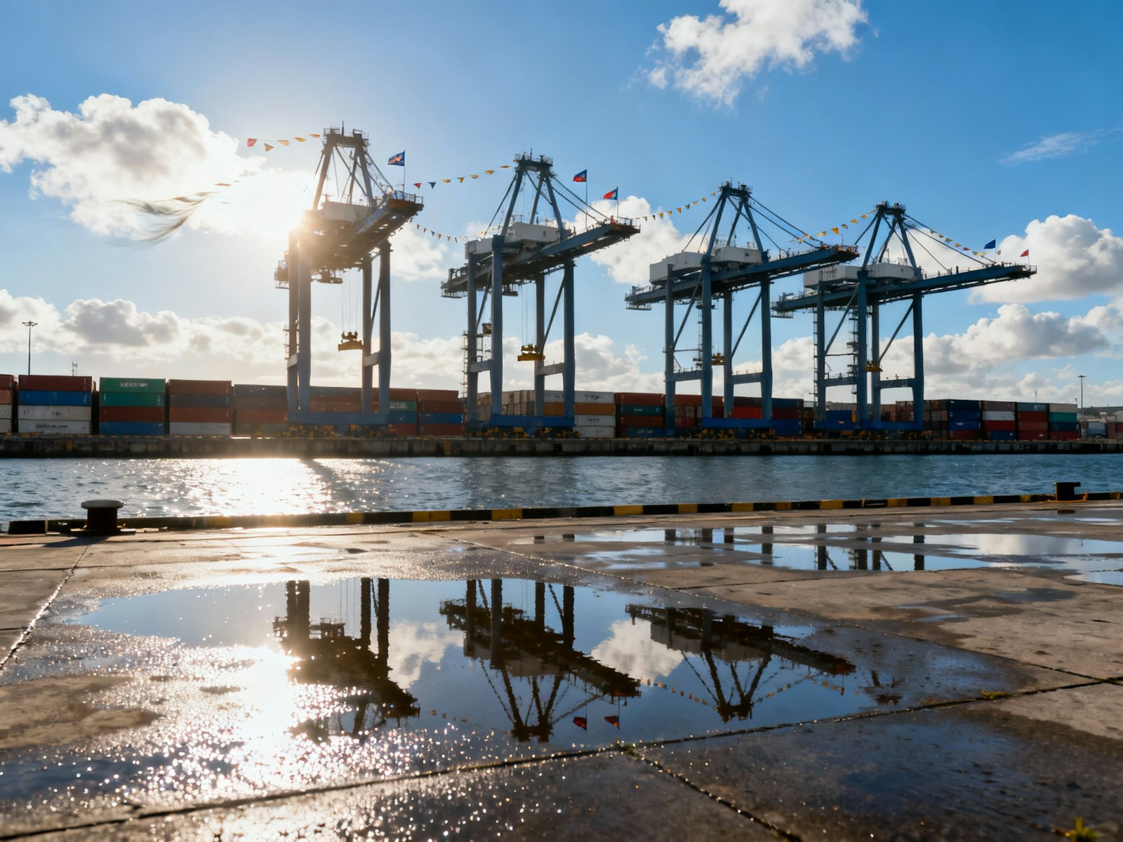 Container cranes at a shipping port